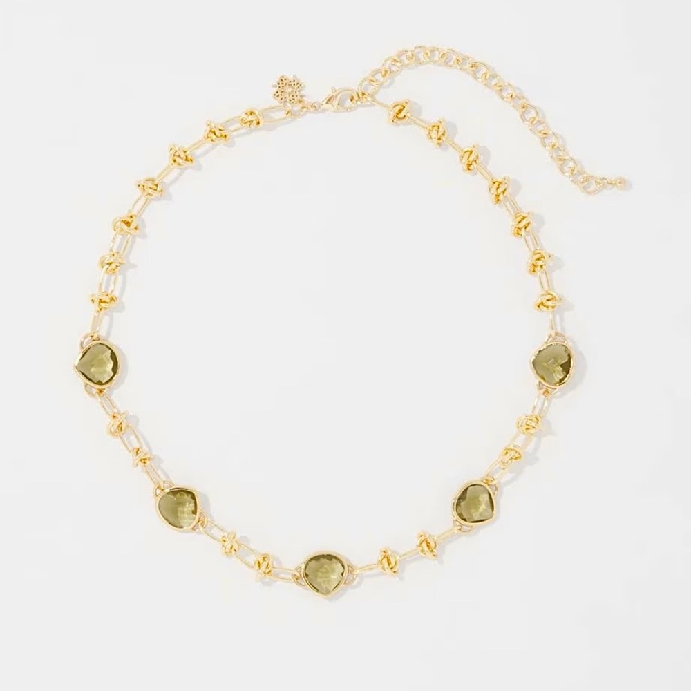 WHBM OLIVE & GOLD SINGLE STRAND NECKLACE